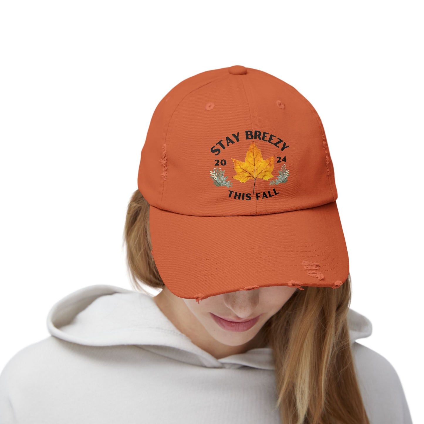 Fall Autumn “Stay Breezy” Cotton Distressed Hat