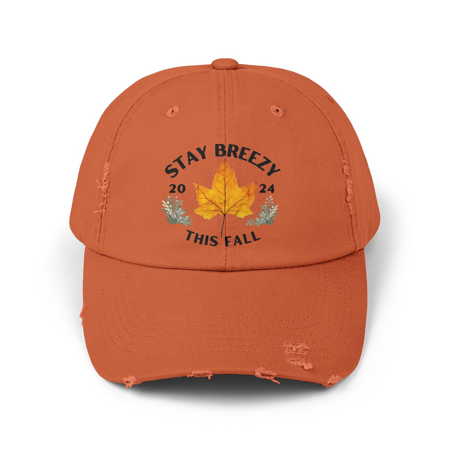 Fall Autumn “Stay Breezy” Cotton Distressed Hat