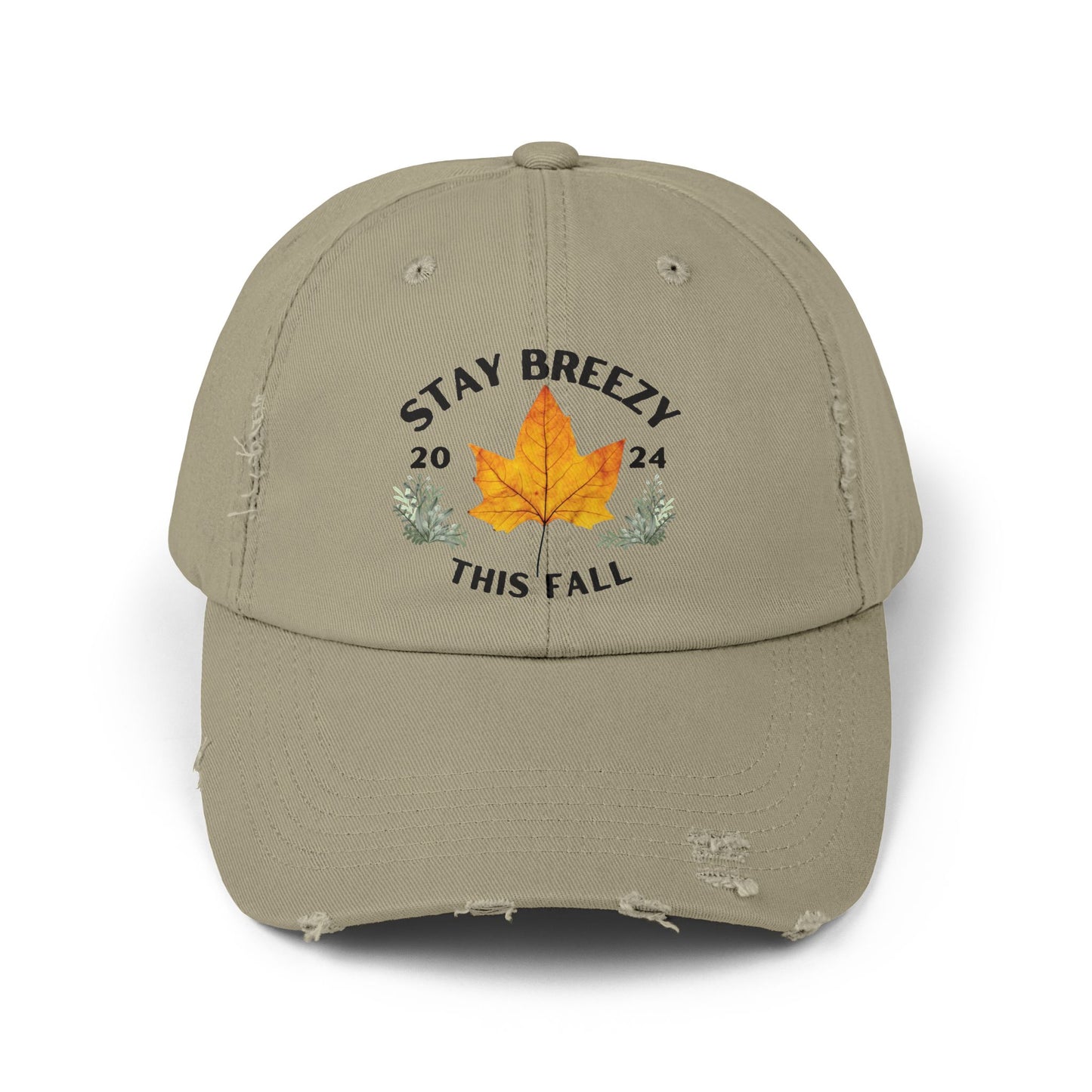 Fall Autumn “Stay Breezy” Cotton Distressed Hat