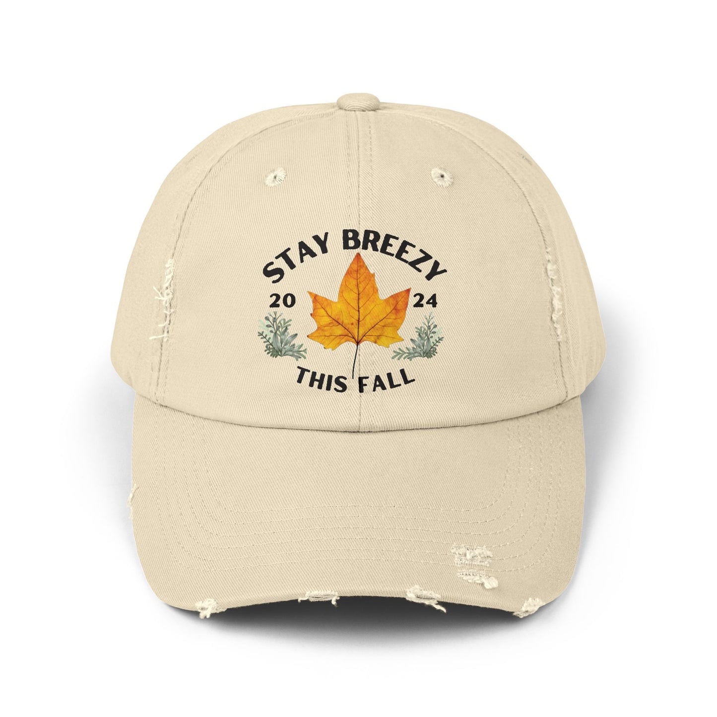Fall Autumn “Stay Breezy” Cotton Distressed Hat