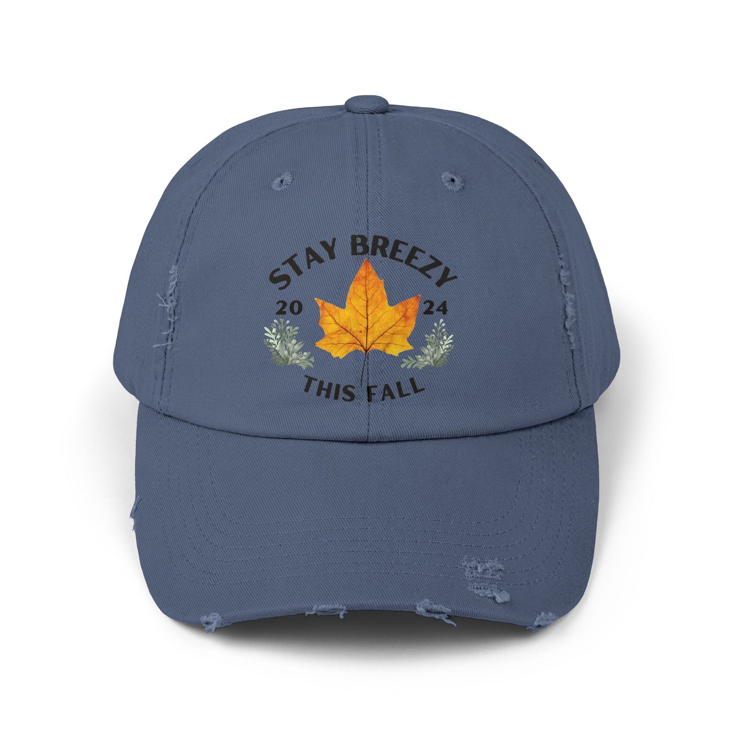 Fall Autumn “Stay Breezy” Cotton Distressed Hat