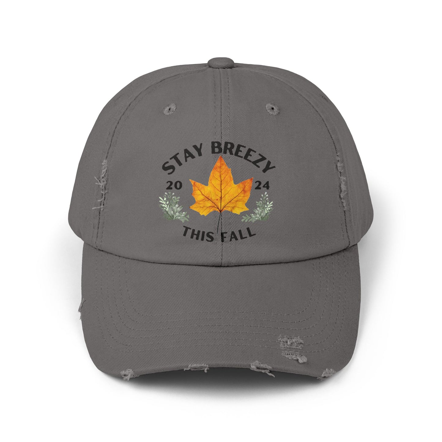 Fall Autumn “Stay Breezy” Cotton Distressed Hat