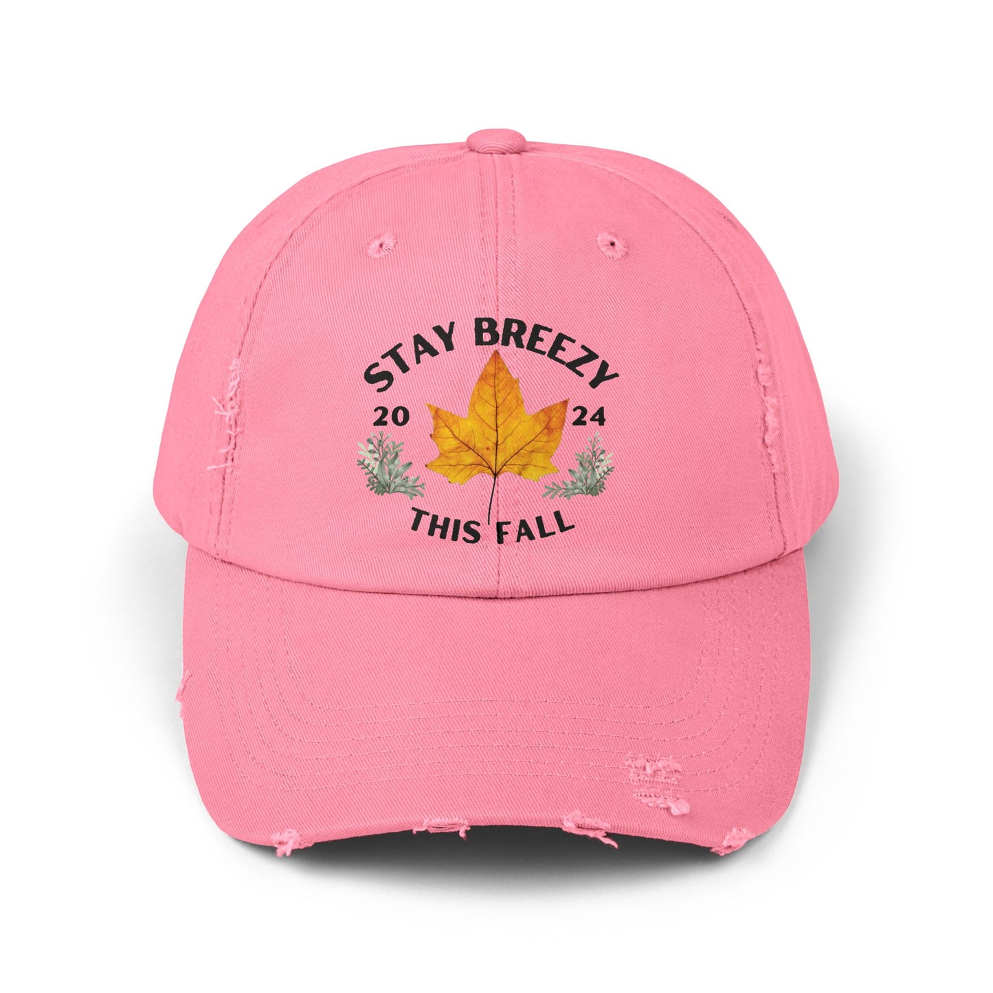 Fall Autumn “Stay Breezy” Cotton Distressed Hat