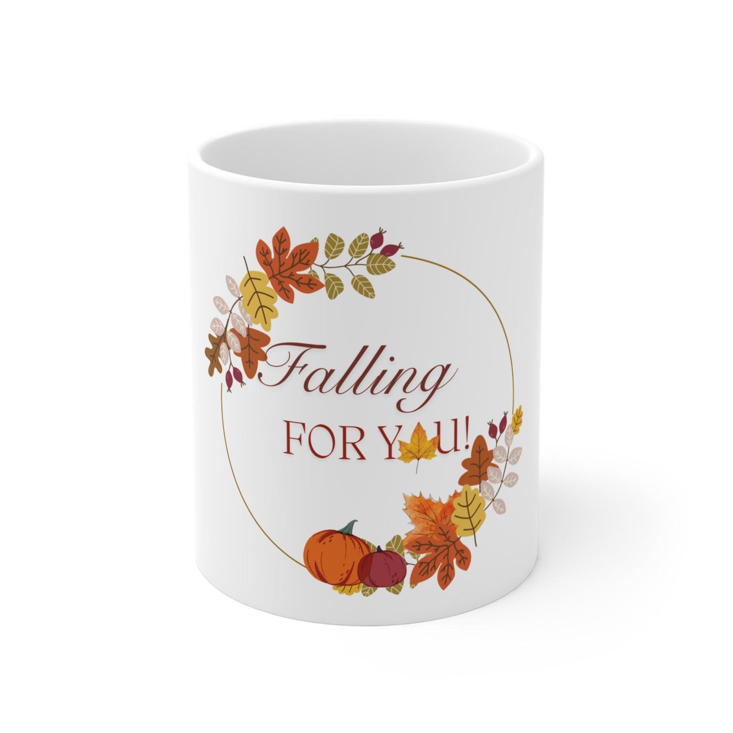 FALL AUTUMN SEASON leaves white ceramic mug 11oz “falling for you “