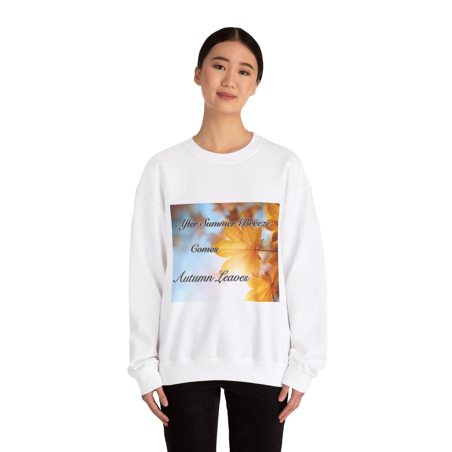 FALL AUTUMN SEASON leaves cotton crewneck sweatshirt