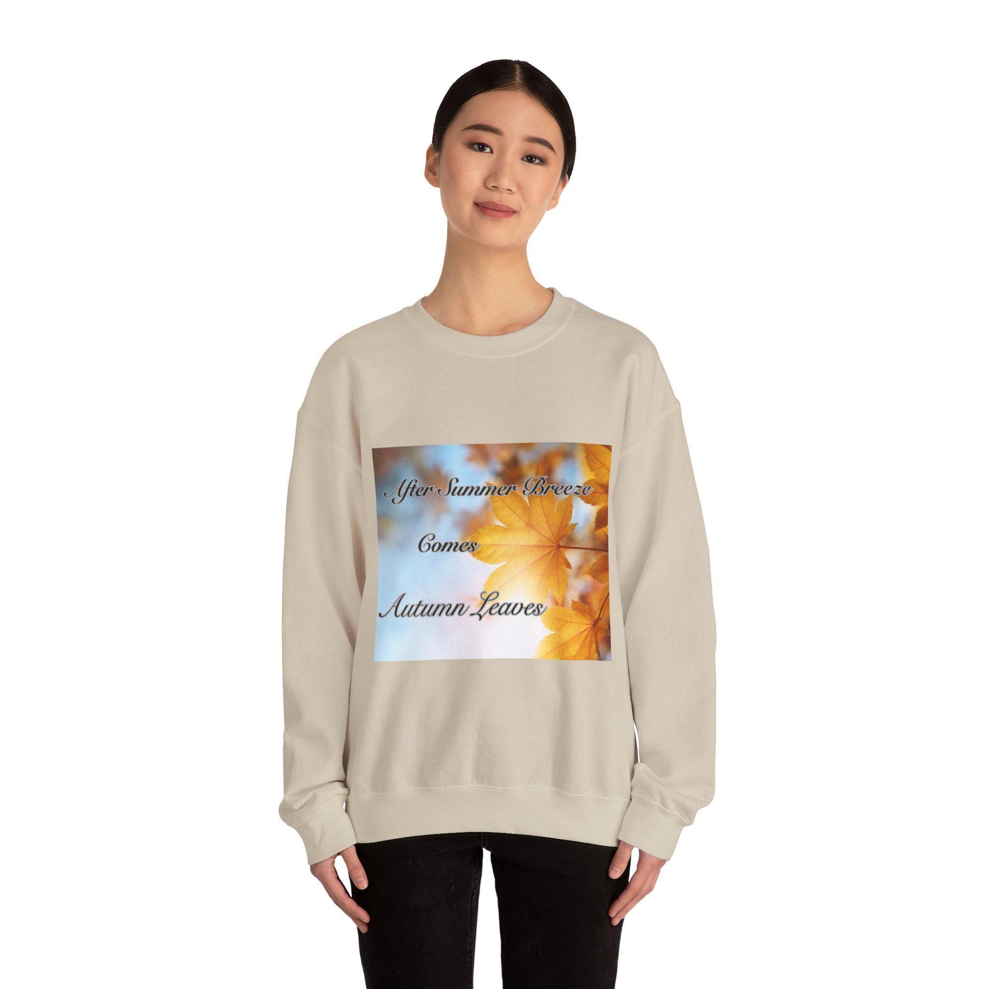FALL AUTUMN SEASON leaves cotton crewneck sweatshirt