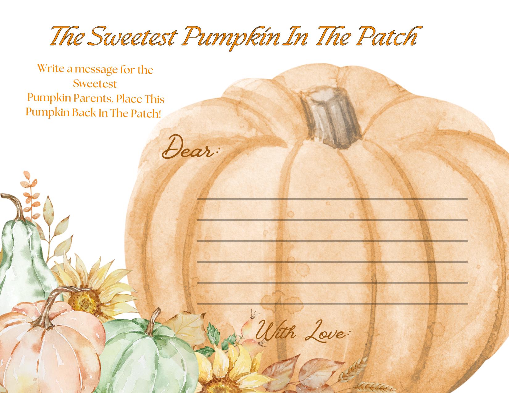 FALL BABY SHOWER pdf printable message for the parents Card